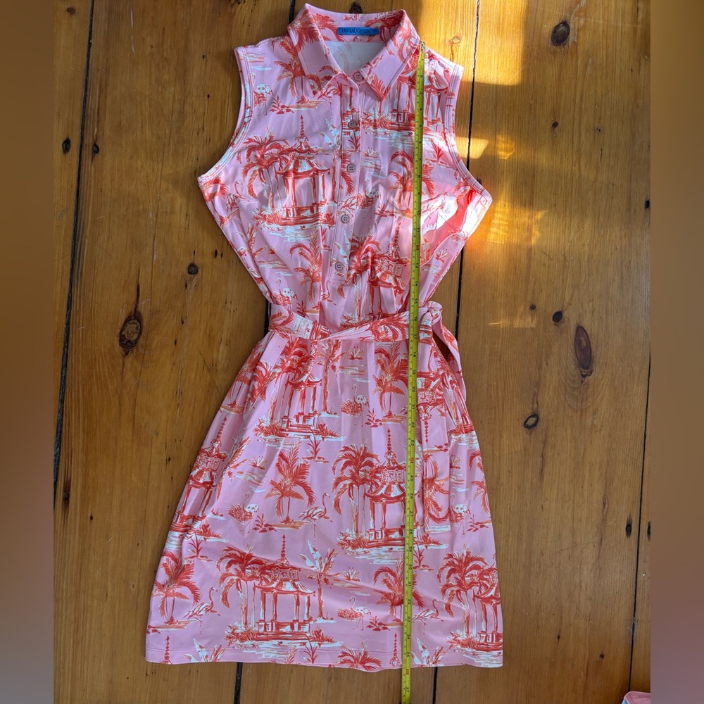 NWOT J. McLaughlin Dolly Catalina Dress Pink Flamingo Palm Trees, Size Medium M - Picture 9 of 11
